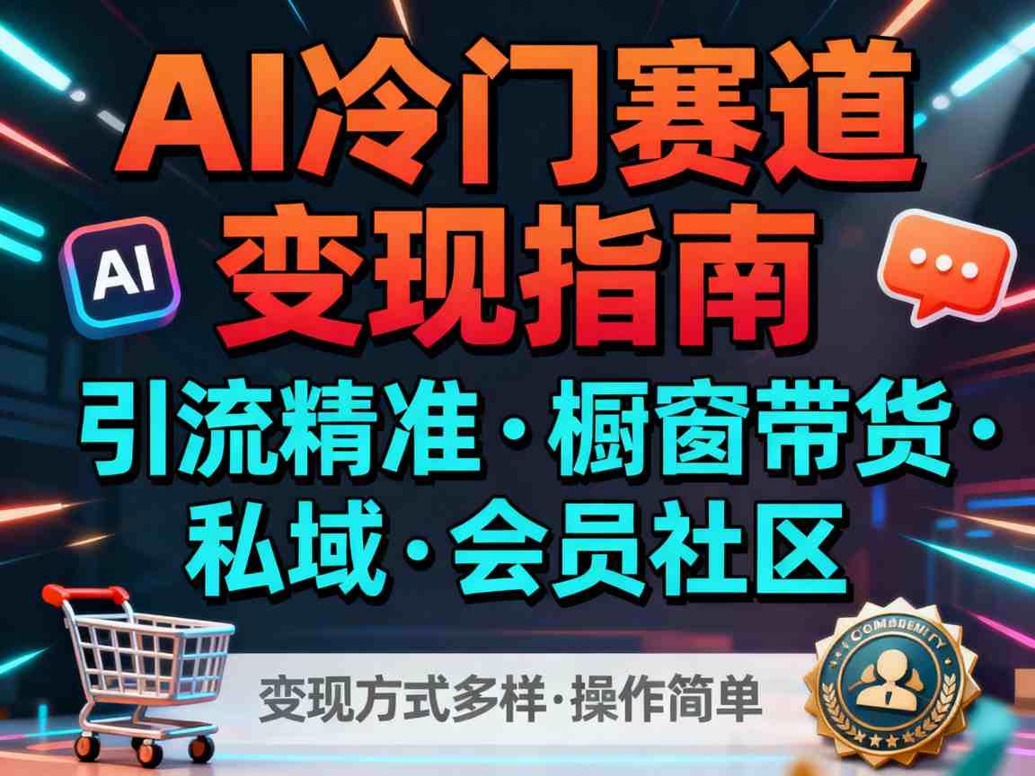 AI冷门赛道,引流精准,橱窗带货+私域+会员社区,变现方式多样,操作简单-灼光资源宝库