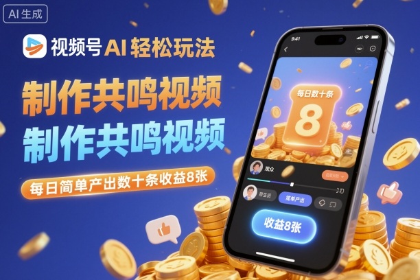 视频号AI轻松玩法，制作共鸣视频，每日简单产出数十条收益8张-灼光资源宝库