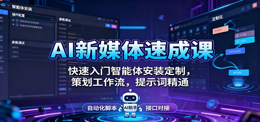 AI新媒体速成课：快速入门智能体安装定制，策划工作流，提示词精通-灼光资源宝库