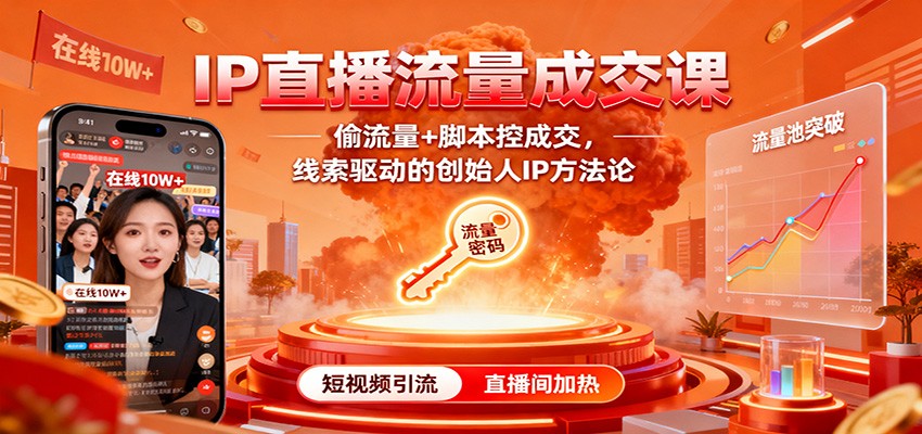 IP直播流量成交课：偷流量+脚本控成交，线索驱动的创始人IP方法论-灼光资源宝库