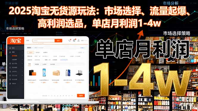2025淘宝无货源玩法：市场选择、流量起爆、高利润选品，单店月利润1-4w-蘑菇资源宝库