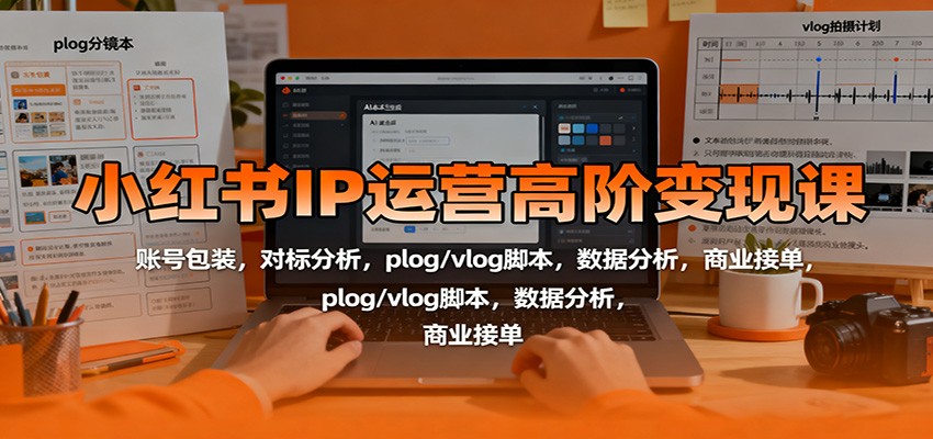 小红书IP运营高阶变现课:账号包装,对标分析,plog/vlog脚本,数据分析,商业接单-灼光资源宝库