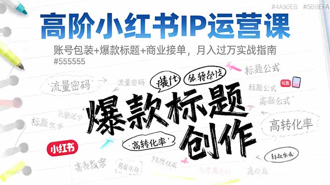 高阶小红书IP运营课：账号包装+爆款标题+商业接单，月入过万实战指南-灼光资源宝库