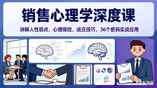 销售心理学深度课，讲解人性弱点、心理操控、成交技巧，36个密码实战应用-灼光资源宝库