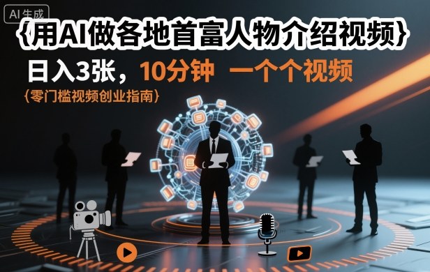 用AI做各地首富人物介绍视频，日入3张，10分钟一个视频-灼光资源宝库