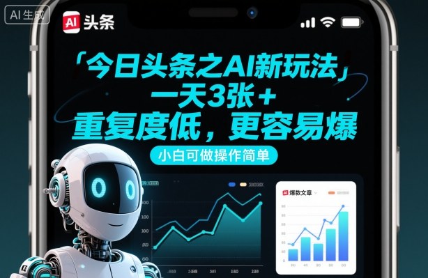 今日头条之AI新玩法，一天3张+，重复度低，更容易爆，小白可做操作简单-灼光资源宝库