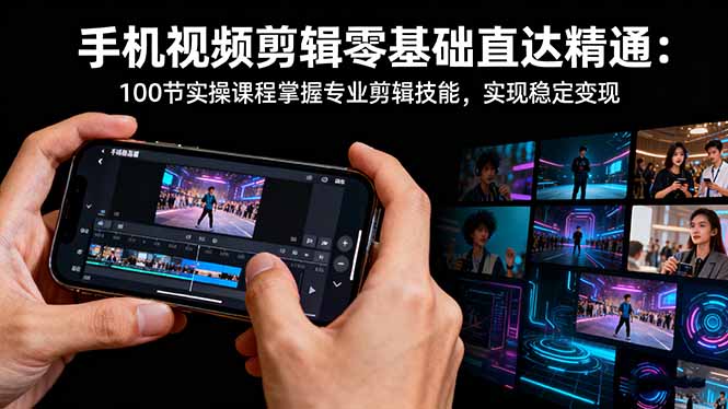 手机视频剪辑零基础直达精通：100节实操课程掌握专业剪辑技能，实现稳...-灼光资源宝库