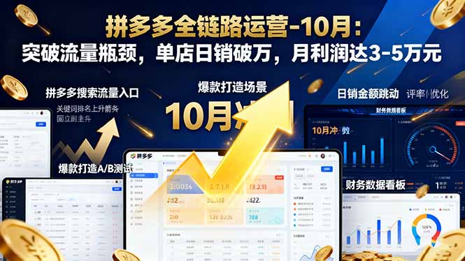 拼多多全链路运营-10月：突破流量瓶颈，单店日销破万，月利润达3-5万元-灼光资源宝库