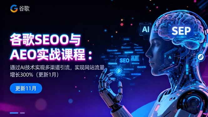 谷歌SEO与AEO实战课程：通过AI技术实现多渠道引流，实现网站流量增长300%-灼光资源宝库