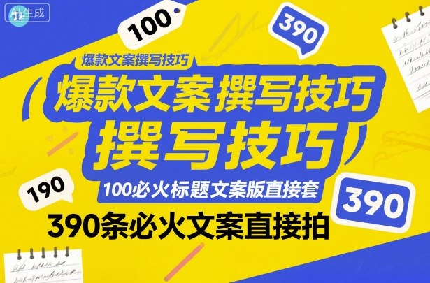 爆款文案撰写技巧，100个必火标题文案模版直接套，390条必火文案直接拍-灼光资源宝库