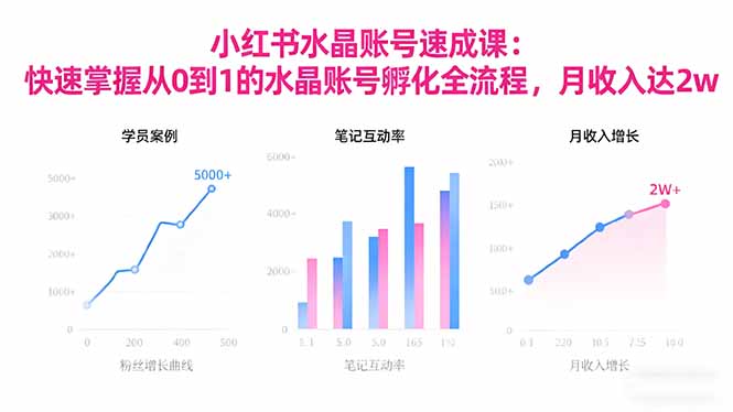 2025小红书水晶账号速成课:快速掌握从0-1水晶账号孵化全流程,月收入达2w-灼光资源宝库