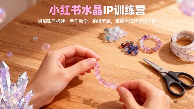 小红书水晶IP训练营,讲解账号搭建、手作教学、拍摄剪辑,全流程运营技能-灼光资源宝库
