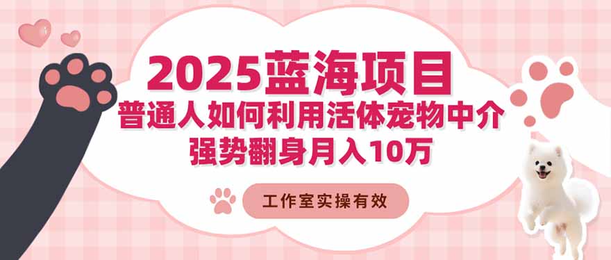 2025蓝海项目：普通人如何利用活体宠物中介，强势翻身月入10万-灼光资源宝库
