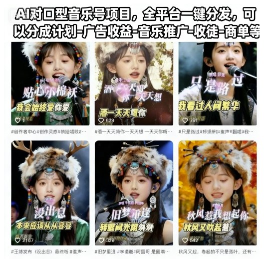 AI对口型音乐号项目，全平台一键分发，可以分成计划-广告收益-音乐推广-收徒-商单等-灼光资源宝库