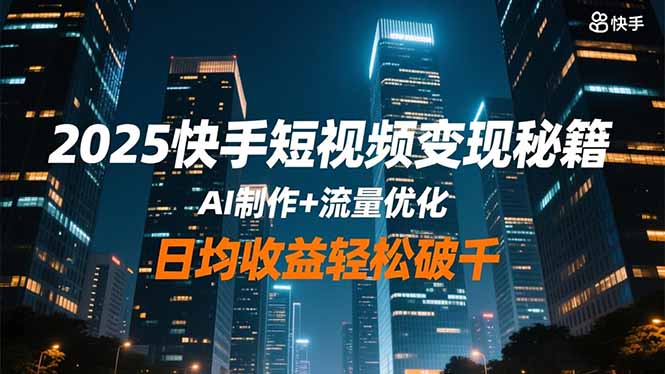 2025快手短视频变现秘籍，AI制作+流量优化，日均收益轻松破千-灼光资源宝库