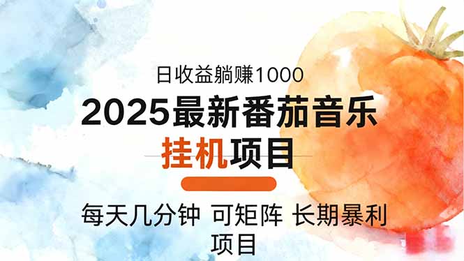 2025年最新番茄音乐人挂机项目，每天几分钟，月入1000＋，可矩阵，一台...-灼光资源宝库