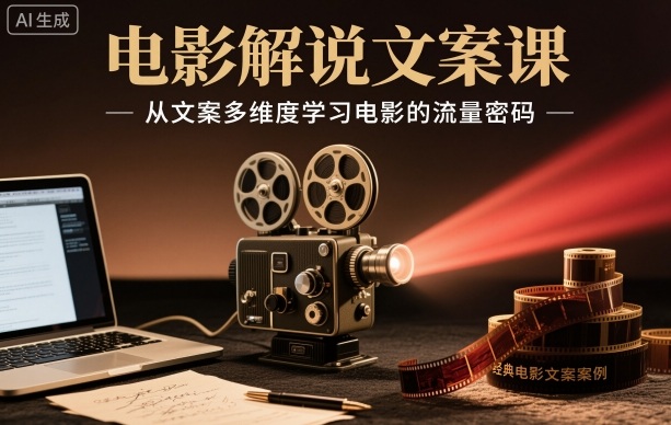 电影解说文案课，从文案多维度学习电影的流量密码-灼光资源宝库