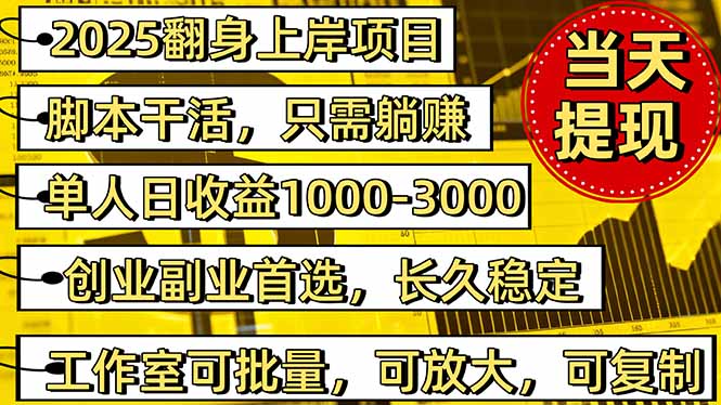 2025翻身上岸项目脚本干活，内部客户经理内部开号，单人日收益1000-300...-灼光资源宝库