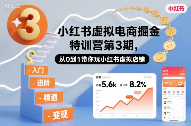 小红书虚拟电商掘金特训营第3期，从0到1带你玩小红书虚拟店铺-蘑菇资源宝库