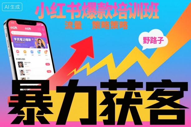 小红书爆款培训班,小红书获客野路子流量打法,暴力持续获客-灼光资源宝库