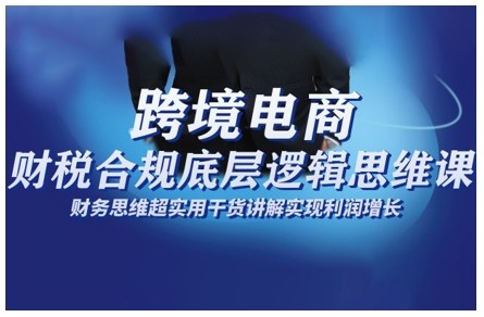 跨境电商财稅合规底层逻辑思维课，财务思维超实用于货讲解实现利润增长-灼光资源宝库