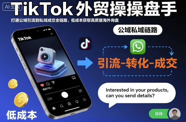 TikTok外贸操盘手，打通公域引流到私域成交全链路，低成本获取高质量海外询盘-灼光资源宝库