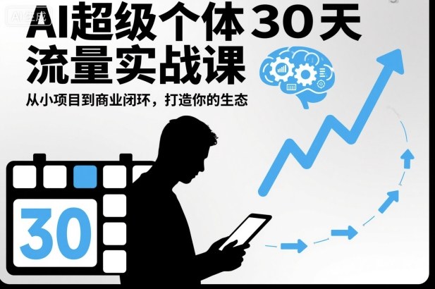 AI超级个体30天流量实战课，从小项目到商业闭环，打造你的生态-灼光资源宝库