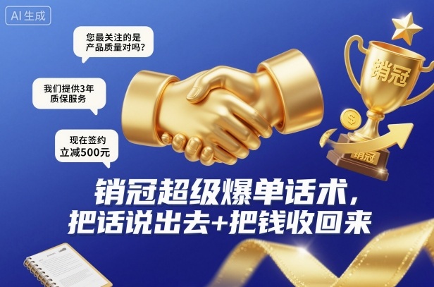 销冠超级爆单话术，把话说出去+把钱收回来-灼光资源宝库