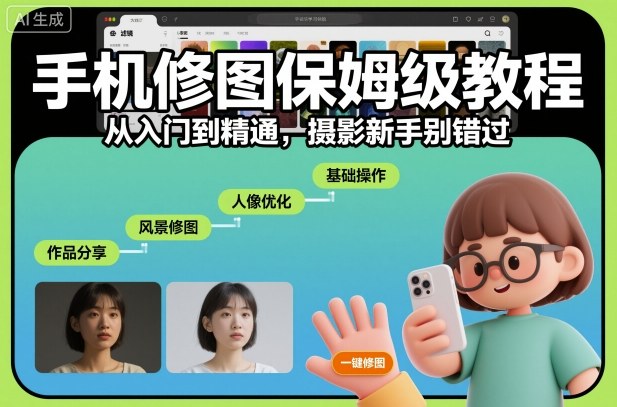 手机修图保姆级教程，从入门到精通，摄影新手别错过-灼光资源宝库