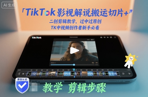 TikTok影视解说搬运切片+二创剪辑教学，过中过原创，TK中视频创作者新手必看-灼光资源宝库