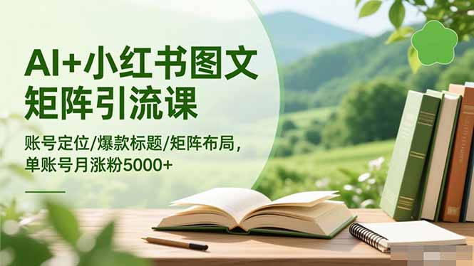AI+小红书图文矩阵引流课:账号定位/爆款标题/矩阵布局/单账号月涨粉5000+-灼光资源宝库