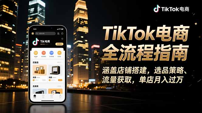 TikTok电商全流程指南，涵盖店铺搭建、选品策略、流量获取，单店月入过万-灼光资源宝库