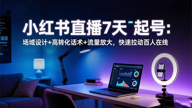 小红书直播7天起号：场域设计+高转化话术+流量放大，快速拉动百人在线-灼光资源宝库