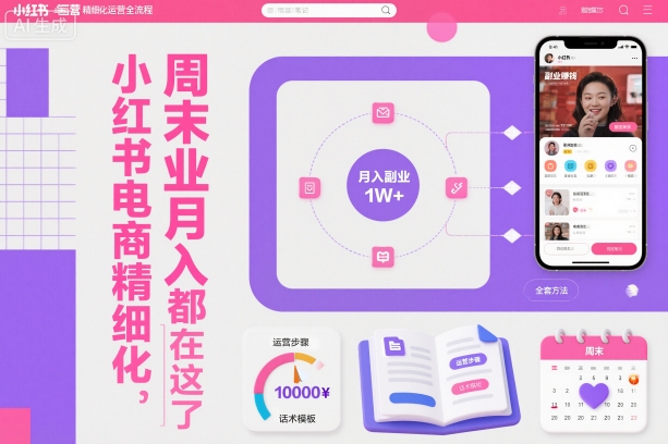 小红书电商精细化运营全流程，周末副业月入1W+，全套方法都在这了-灼光资源宝库