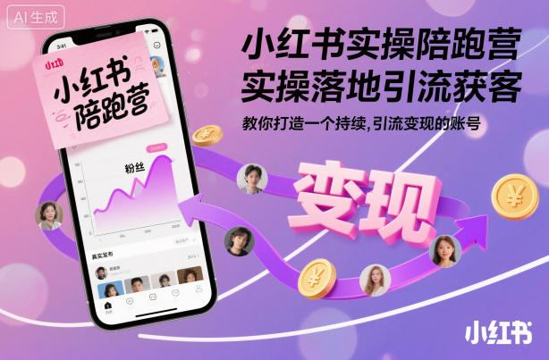 小红书实操陪跑营,实操落地引流获客,教你打造一个持续引流变现的账号-灼光资源宝库