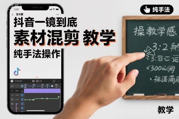 抖音一镜到底素材混剪教学，纯手法操作-灼光资源宝库