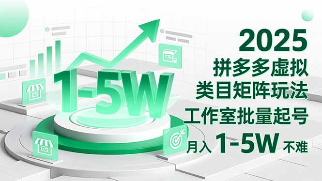 2025 拼多多虚拟类目矩阵玩法，工作室批量起号，月入 1-5W 不难-灼光资源宝库