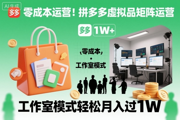 零成本运营！拼多多虚拟品矩阵运营，工作室模式轻松月入过1W-灼光资源宝库
