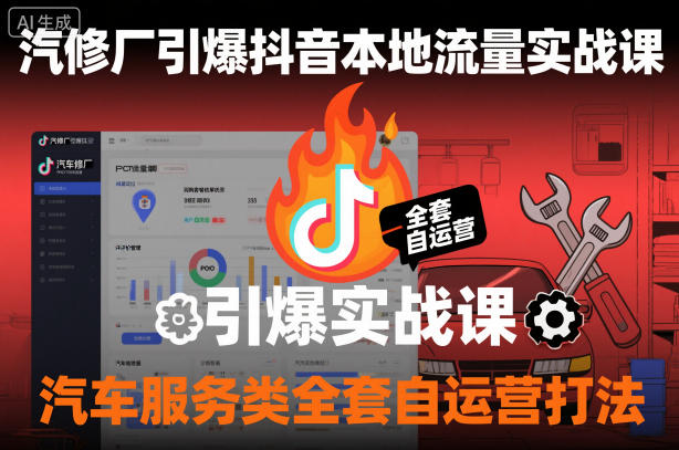 汽修厂引爆抖音本地流量实战课，汽车服务类全套自运营打法-灼光资源宝库