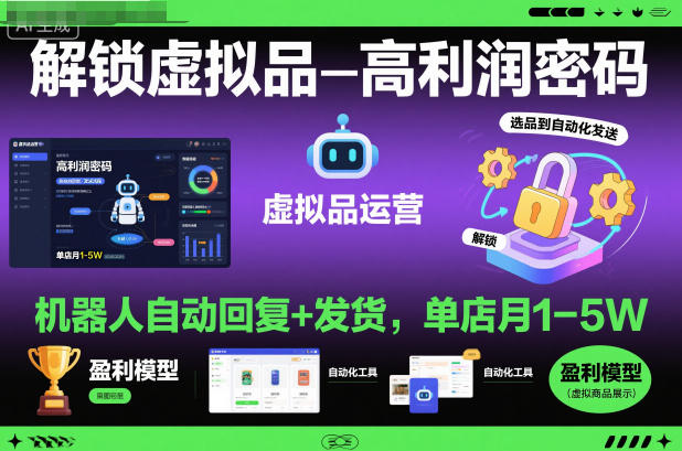 解锁虚拟品高利润密码:机器人自动回复+发货,单店月1-5W【揭秘】-灼光资源宝库