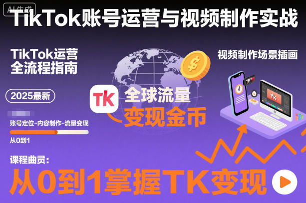 2025最新TikTok账号运营与视频制作实战全流程，从0到1掌握TK变现(含11月最新TK搬运技术)-灼光资源宝库