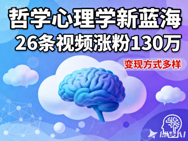 短视频新蓝海，哲学心理学赛道，26条视频涨粉130W，变现方式多样-灼光资源宝库