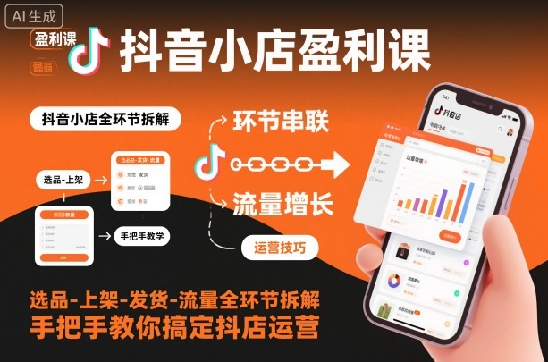 抖音小店盈利课-选品-上架-发货-流量全环节拆解,手把手教你搞定抖店运营-灼光资源宝库