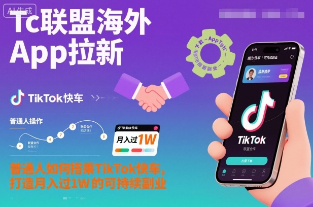 Tc联盟海外App拉新:普通人如何搭乘TikTok快车,打造月入过1W的可持续副业-灼光资源宝库