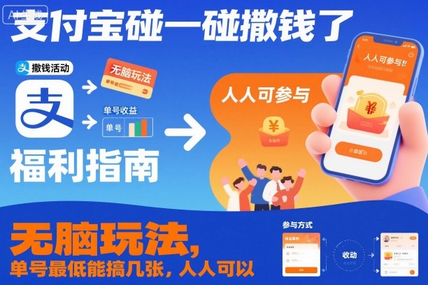 支付宝碰一碰撒钱了，无脑玩法，单号最低能搞几张，人人可以撸【揭秘】-灼光资源宝库