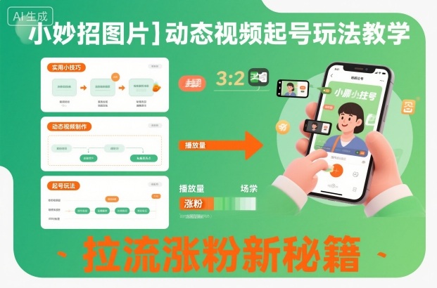小妙招图片＋动态视频起号玩法教学，拉流涨粉新秘籍-灼光资源宝库