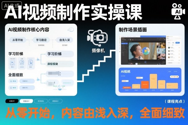 AI视频制作实操课，从零开始，内容由浅入深，全面细致-灼光资源宝库