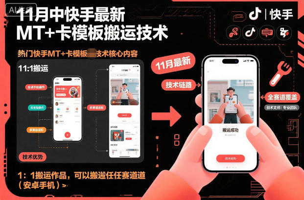 11月中快手最新MT+卡模板搬运技术，1：1搬运作品，可以搬运任何赛道(安卓手机)-灼光资源宝库