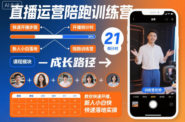 直播运营陪跑训练营,教你快速开播,新人小白快速落地实操-灼光资源宝库
