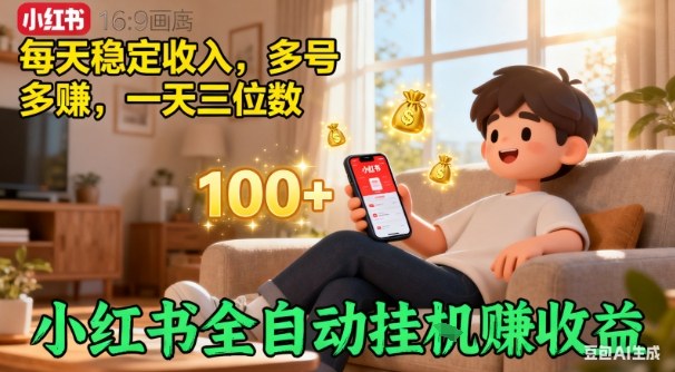 小红书自动挂G賺收益，每天稳定收入，多号多賺，一天三位数【揭秘】-灼光资源宝库